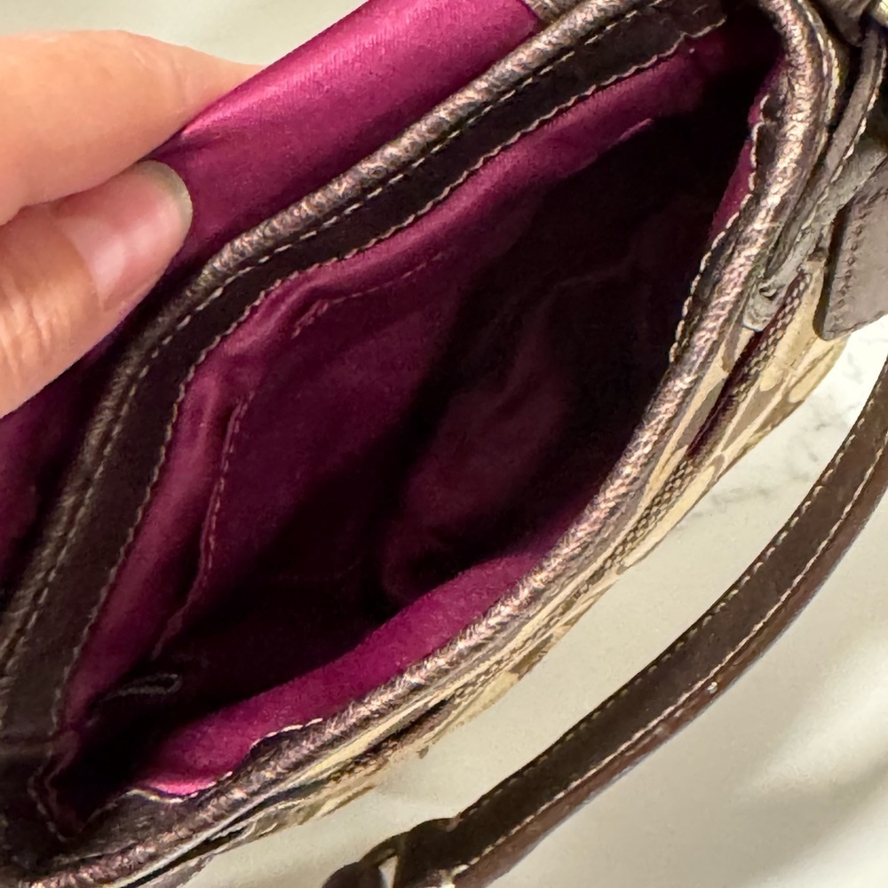Coach Signature Brown and Tan Vintage Y2K Crossbody Bag - Picture 4 of 11
